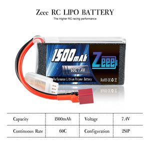 Zeee 2S 7.4V 60C 1500Mah Rc Lipo Batterij Met Deans Plug Voor Fpv Drone Quadcopter Helicopter Vliegtuig - Product Image 4