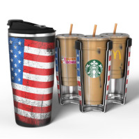 16Oz a 30OZ nuevo personalizado taza de café de acero inoxidable aislante puede enfriador termo diferentes marcas de café portavasos de plástico bajo MOQ