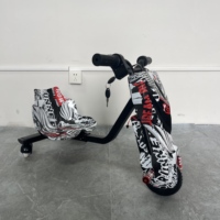 Trottinette Électrique à Trois Roues Flame Graffiti pour Enfants, Drift Trike Rotatif à 360 Degrés, Véhicule de Divertissement Extérieur