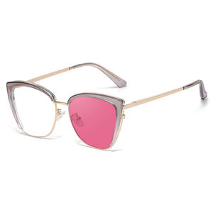 Nuevas gafas de sol de ojo de gato a la moda para mujer, con lentes fotocromáticas UV400 de PC, montura de metal TR, estilo óptico de aleación de cobre. - Product Image 1