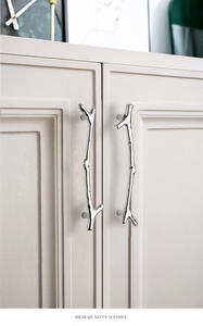 Poignée de tirage moderne de luxe léger en alliage de zinc, design branche d'arbre noir vert foncé argent antique, pour tiroir de cuisine - Product Image 5