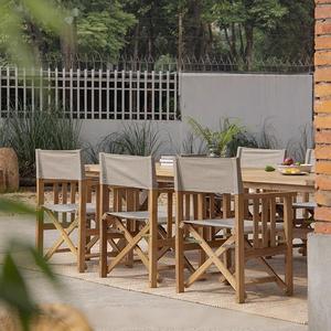 Silla de <span class=keywords><strong>Director</strong></span> Plegable de Madera Maciza con Respaldo, Silla de Ocio para Jardín, Portátil, de Madera de Teca para Camping - Product Image 4