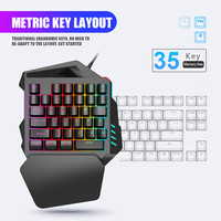 Pour PS3 XBOX PS4 PS5 Clavier ergonomique rétroéclairé RVB filaire USB 35 touches Gamer Clavier à une main Souris DPI Kit clavier et souris de jeu