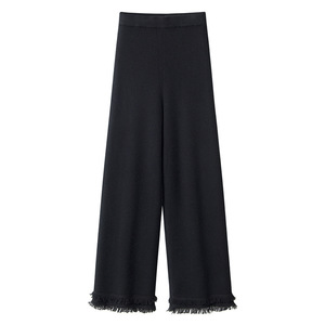 <span class=keywords><strong>Pantalon</strong></span> en cachemire pur pour <span class=keywords><strong>femme</strong></span>, coupe skinny, taille haute, jambe droite, épais, avec ourlet à 7 points de couture et franges, idéal pour l'hiver - Product Image 4