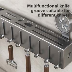 Organizador de Cocina Multifuncional de Pared con Ventosa Metálica, Sin Perforaciones, para Palillos, Cuchillos y Toallas - Product Image 3
