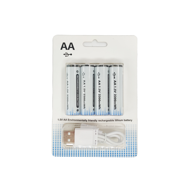 Rechargeable 1.5V AA 2200mwh Li-ion Battery USB Type-C Port Faster Charge 14.8g Cylindrical for Home Appliances