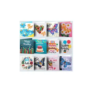 12 Pcs Diamond Painting Greeting Card Special Shape Diamond Embroidery Birthday Cards Flower butterfly Cards Cross Stitch Craft