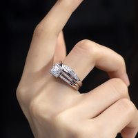 MSR-1492 PT950 avec 0.5CT D VVS1 princesse coupe laboratoire cultivé diamant empilable bague de fiançailles pour femme bon prix