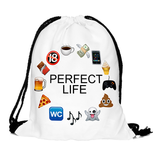 Promotionnel impression personnalisée petit imperméable 210d polyester cordon <span class=keywords><strong>emoji</strong></span> sac à dos - Product Image 4