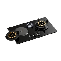 Table de cuisson à gaz pliable 3 brûleurs avec bouton tactile, cuisinière à gaz détachable