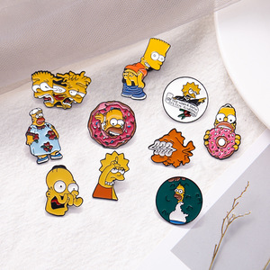 BSBH Chine Fabricant Pas Cher En Gros Personnalisé En Métal Mignon Dessin Animé Anime <span class=keywords><strong>Simpsons</strong></span> Drôle Personnalité Badges Épinglettes Pour Vêtements - Product Image 1
