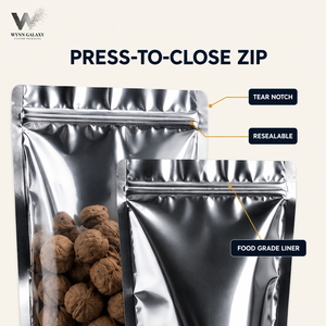 Premium Quality Stand Up Pouch 15x22+4cm <b>Clear</b> Window Aluminum Foil Back Zipper Resealable Coffee Tea Nut Snack US Stock OEM - Product Image 6