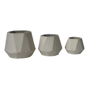 Set di 3 fioriere moderne geometriche angolari grigie per interni ed esterni, vasi per fiori per decorazioni per la casa e il soggiorno - Product Image 1