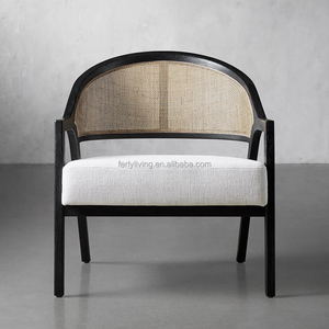 FERLY, juegos de muebles para sala de estar, brazo de madera de lujo moderno, pierna en forma de V invertida, respaldo inclinado, sillón de cuero - Product Image 2