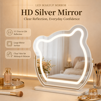 Miroir de maquillage LED en forme d'ours avec lumières, 3 couleurs réglables, commande tactile, miroir de vanité rotatif pour la chambre à coucher