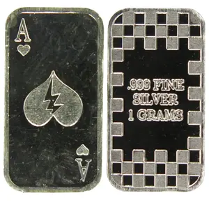 Barra de plata 999 de ley 999 con forma de corazón, barra de 1 gramos con forma de León, A26