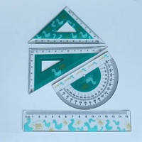 Ensemble d'outils de mathématiques mathématiques, 4 pièces, comprend une règle en plastique transparent, rapporteur Triangle, pour l'école, le bureau et la maison