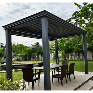 <span class=keywords><strong>Toit</strong></span> à lames orientables motorisé rétractable <span class=keywords><strong>en</strong></span> aluminium, <span class=keywords><strong>pergola</strong></span> bioclimatique préfabriquée incurvée, double <span class=keywords><strong>verre</strong></span> trempé, imperméable, extérieur - Product Image 5