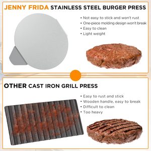 <span class=keywords><strong>Presse</strong></span> <span class=keywords><strong>à</strong></span> hamburgers ronde en acier inoxydable antiadhésive pour gril <span class=keywords><strong>à</strong></span> surface plane, cuisson de steaks, barbecue - Product Image 3