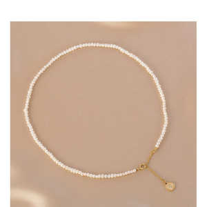 Collier en perles naturelles avec des perles de millet irrégulières simples et exquises Collier avec étiquette - Product Image 2