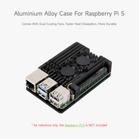 PI5-CASE-C Waveshare Casing Paduan Aluminium untuk Raspberry Pi 5 Kipas Pendingin Ganda Disipasi Panas Lebih Baik B608