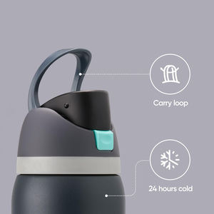 Bottiglia d'Acqua da Viaggio Personalizzabile Senza BPA, Bottiglia Unica in Acciaio Inox con Coperchio e Cannuccia - Product Image 4