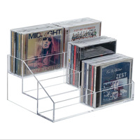 Support d'affichage en acrylique personnalisé, boîte de rangement pour CD transparente à plusieurs niveaux, style échelle, support de bureau haut de gamme