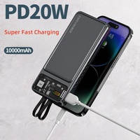 Producto Más Vendido en Alibaba: Bancos de Energía de Carga Súper Rápida de 22.5w, 20000mah y 10000mah con Cable Integrado