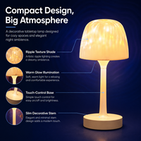 Lampe de table projecteur d'ondes océaniques RGB sans fil rechargeable par USB avec contrôle tactile et intensité variable, effet d'eau ondulante, douche