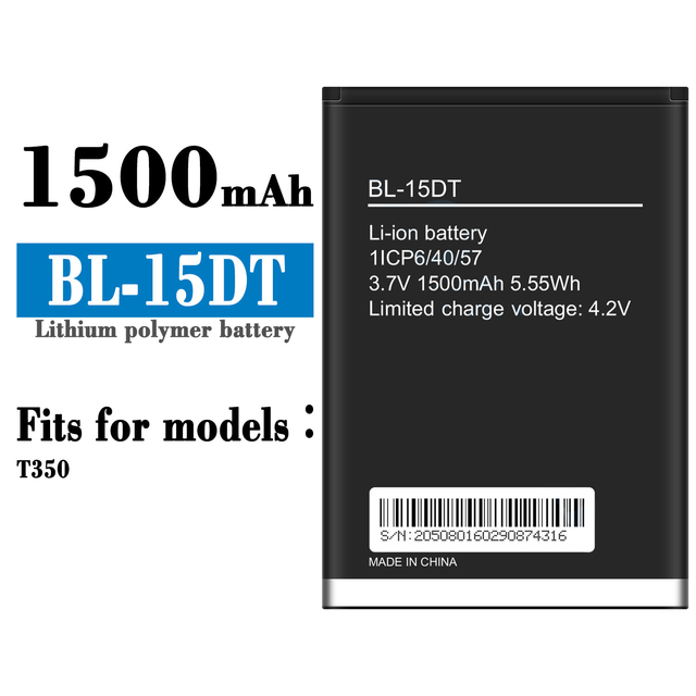 Wholesale New 0 Cycle Real Capacity 1500mAh BL-15DT 3.7v Li Ion Phone Battery Replacement Mobile Phones Battery for Tecno T350