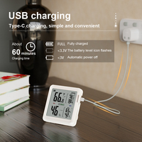 Thermomètres hygromètres d'intérieur à recharge USB supportés par OEM, thermo-hygromètres avec température et humidité