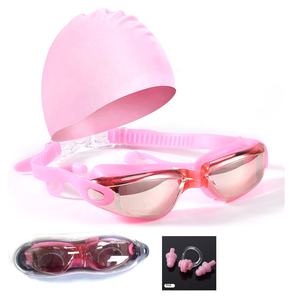 חם למכירה חתיכות אחד נגד ערפל שחייה משקפי שמש סט עם אוזניות אף קליפ שחייה כובעי סיליקון לשחות משקפיים - Product Image 2