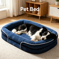Lit pour chien orthopédique rectangulaire moderne en mousse alvéolée avec support cervical à 360° et rebords surélevés