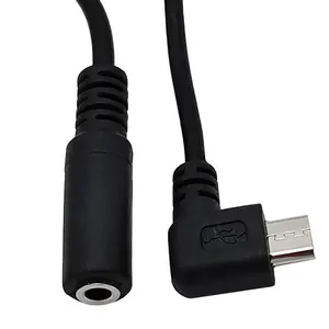 Angolo 90 gradi Micro USB 5 Pin maschio a 3.5mm cavo adattatore Audio Jack femmina