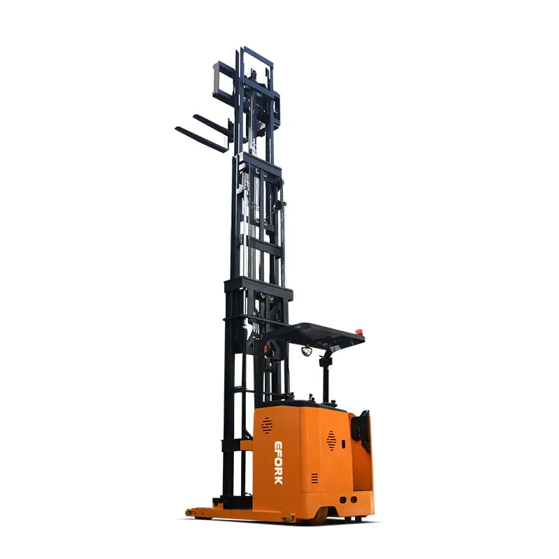 EFORK Latest Three Way Electric Pallet Truck Stacker Loading 1.5 Ton Lifting 11 Meters Max for High Warehouse Shelf