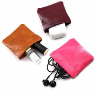 Pochette de rangement en cuir à fermeture automatique avec ressort, mini porte-monnaie à bouton-pression, logo personnalisé, sac portable pour cosmétiques et boucles d'oreilles, vente en gros