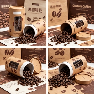 Custom Kraft Paper Tube Packaging with Clear <b>Window</b> for Coffee Beans, Recyclable Craft Paper Four-Color Printing for Tea - Product Image 4