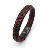 Bracelets en cuir tressé faits à la main à la mode fermoir magnétique en acier inoxydable bijoux pour hommes Bracelet en cuir véritable pour hommes