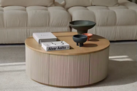 Skandi navis cher minimalisti scher Luxus-Eichenholz aus runder Couch tisch mit Schubladen Kaffee sagt für Wohnzimmer