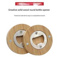 Ouvre-bouteille rond en bambou naturel 100% Ouvre-bouteille de bière en bois avec logo personnalisé