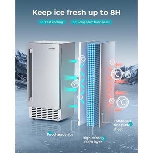 EUHOMY Máquina de hielo bajo encimera de 66 lb/día, empotrable y independiente con drenaje por gravedad y autolimpieza - Product Image 6