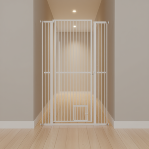 <b>Pet</b> <b>Gate</b> With 30 To 41 Inch Cat Door Extra Tall 59 Inch For <b>Doorway</b> Or Hallway Metal Modern Design - Product Image 2