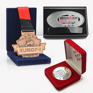 メダルメーカーカスタムパーソナライズされた安い賞メタル3Dゴールドメッキスポーツレースメダルボックス付き