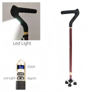 Canne de marche télescopique en aluminium réglable avec écran LED intelligent médical, pliable, avec lumière LED et alarme pour personnes âgées - Product Image 2