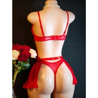 Chemise de nuit en dentelle avec embellissements en strass en forme de cœur et jupe en tulle, ensemble de lingerie sexy, vêtements de nuit