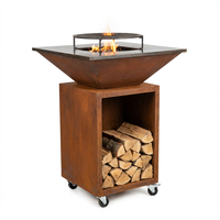 Barbecue au charbon de bois robuste en acier Corten pour extérieur et camping