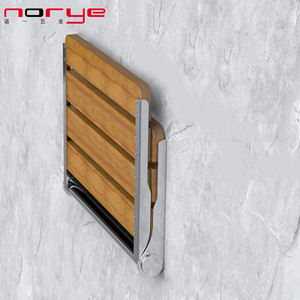 Tabouret de salle de bain pliable mural Nuoyi Hardware Products, acier inoxydable et chêne, capacité de charge 200 kg, pour personnes âgées et handicapées - Product Image 5