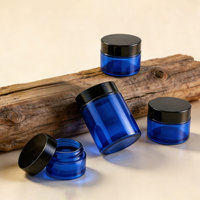 Pots en verre bleu de qualité supérieure 20g/30g/50g/100g, étanches et hermétiques, pour cosmétiques, soins de la peau, pots de rangement élégants et durables