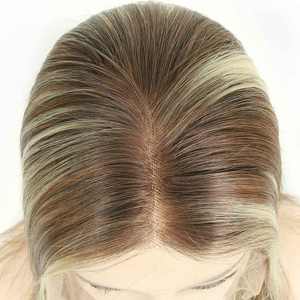 วิกผมหน้าผากลูกไม้สวิสแบบเส้นผมแท้คุณภาพสูงจากจีน รุ่นใหม่ปี 2026  ผสมสีบลอนด์  ดูเป็นธรรมชาติ  พร้อมรากผมที่ดูเหมือนจริง - Product Image 5