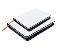 A6 Petit cahier en cuir PU avec insertion remplaçable Journal intime double face Sublimation vierge avec colonne vertébrale en cuir noir
